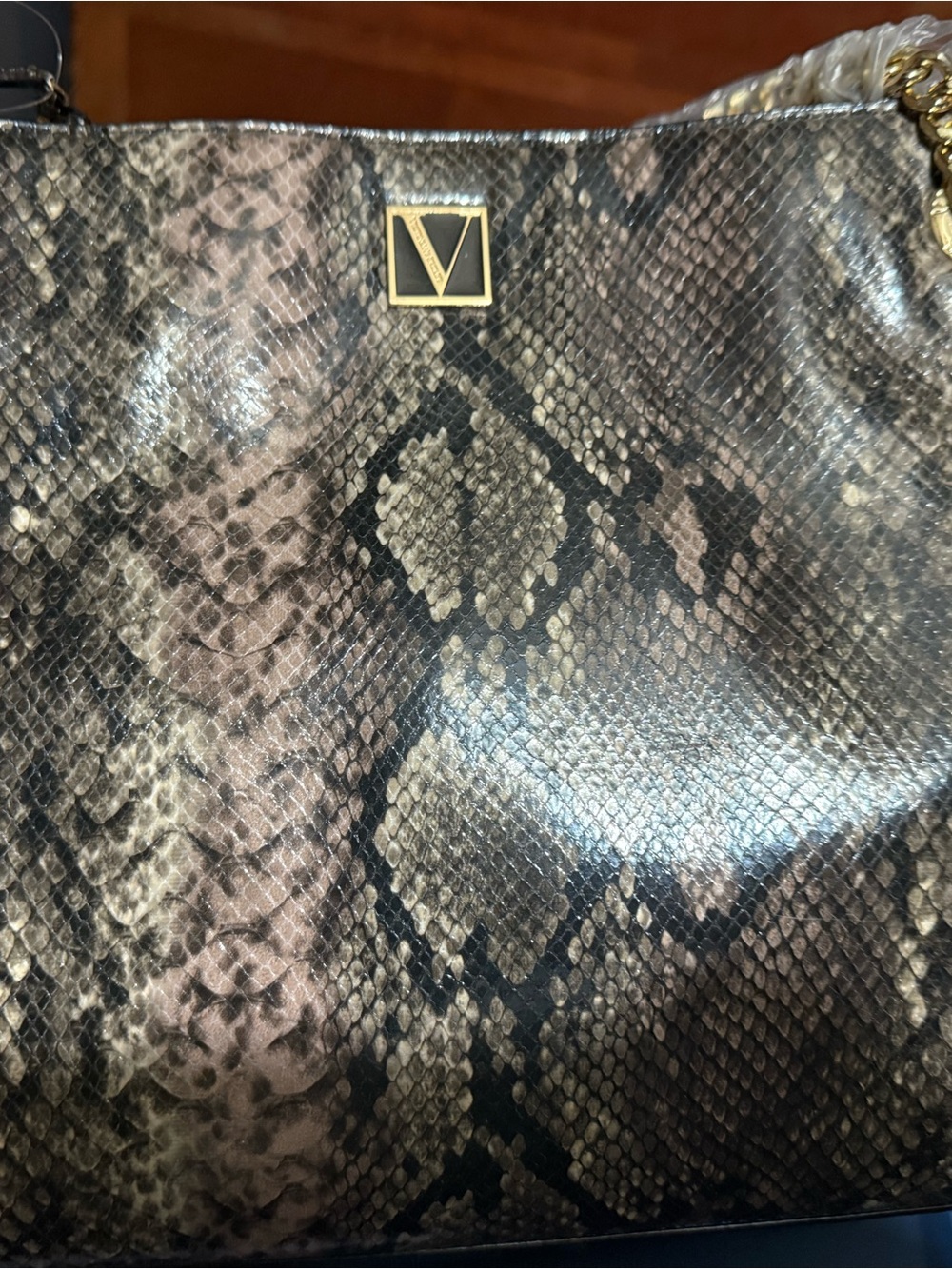 Victoria's Secret Snake-Print Shoulder Bag in Brown and Black